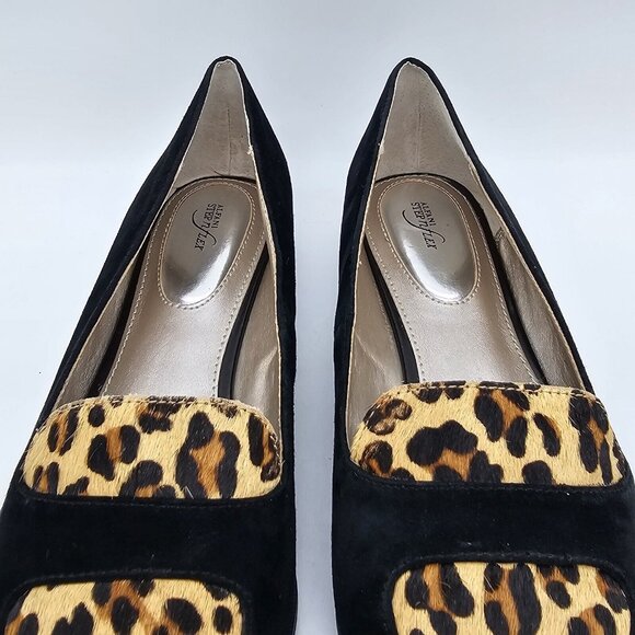 Alfani Step N Flex Zanta2 Womens Loafers 9.5 M Leather Suede Calf Hair Leopard - Picture 9 of 15